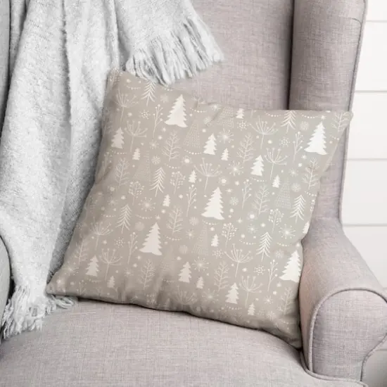 Winter Tree Soft Gray 18x18 Throw Pillow {3}