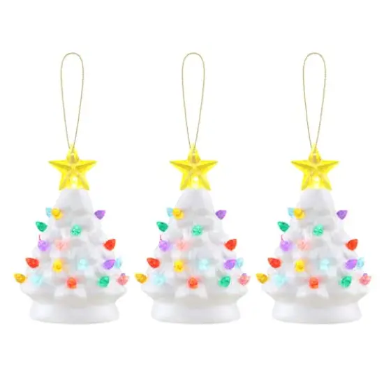 5" LED White Nostalgic Trees Figurine Set {1}