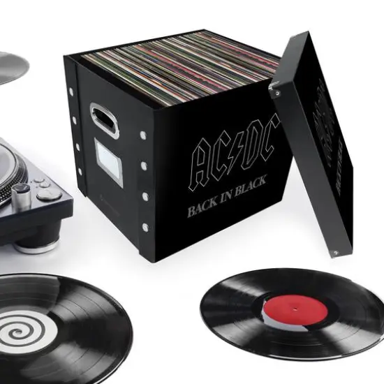 12" Snap-N-Store AC/DC Back In Black Vinyl Record Storage Box {6}