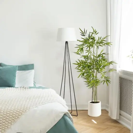 American Art Decor 5ft. Realistic Artificial Bamboo Tree Faux Plant in White Pot {4}