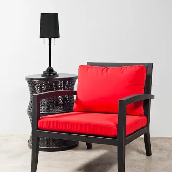 Simple Designs 17.2" Table Lamp with Fabric Shade & Hanging Beads Black {5}