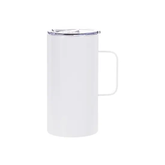 Craft Express 20oz. White Stainless Steel Mug with Handle and Slide Lid, 4ct. {1}