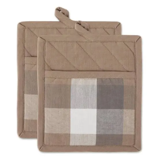 DII&reg; Tri Color Check Potholder Set Stone {1}