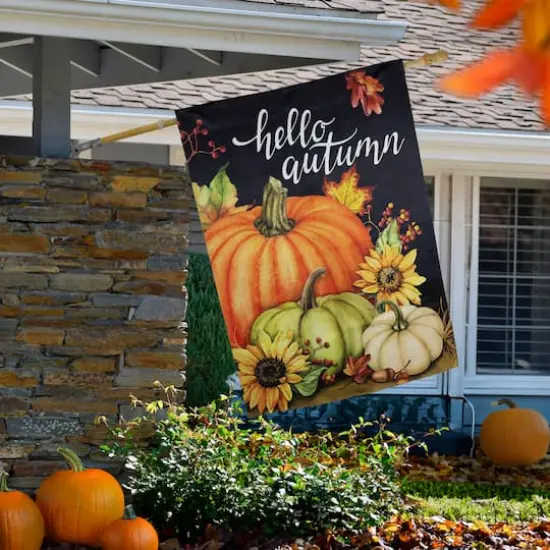 40" x 28" Pumpkins & Sunflowers Hello Autumn Outdoor Fall Harvest House Flag {3}