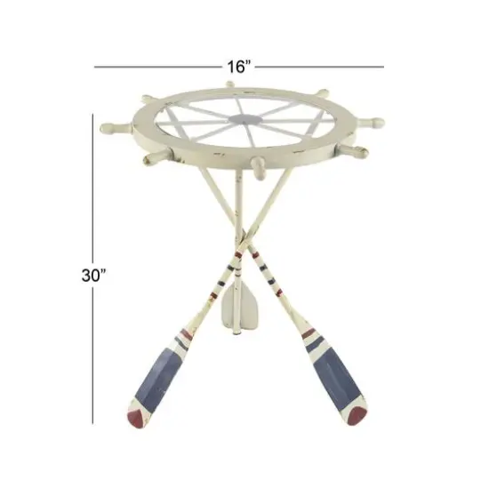 2.5ft. White Coastal Metal Accent Table {6}