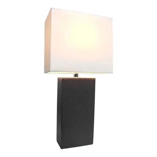 Lalia Home Lexington 21" Leather Home Décor Table Lamp Black {3}