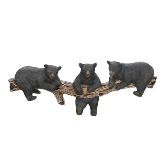 18.5" Black Bear Trio Hooks Wall Plaque {1}