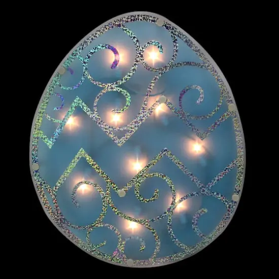 12" Lighted Blue Easter Egg Window Silhouette Decoration {3}