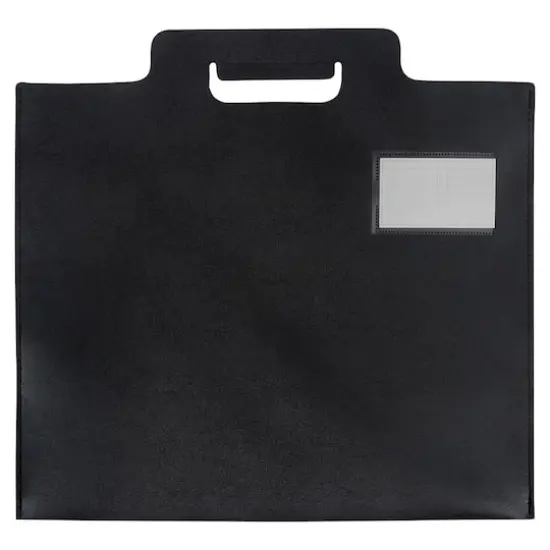 JAM Paper Black Plastic Thin Portfolio File Carry Case with Handles {1}