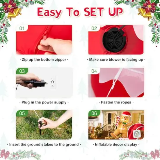 Glitzhome&reg; 6ft. Lighted Inflatable Rotating Gingerbread Man D&eacute;cor {14}