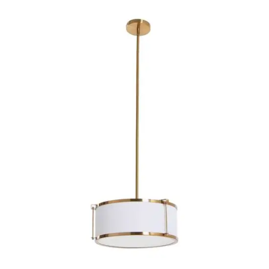 Hello Honey&reg; Robert Stevenson Lighting Harrison Metal Ceiling Light with Captured Linen Shade White/Brushed Brass {9}
