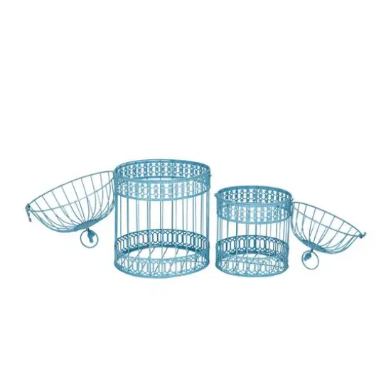 Metal Country Cottage Birdcage Set Blue {3}