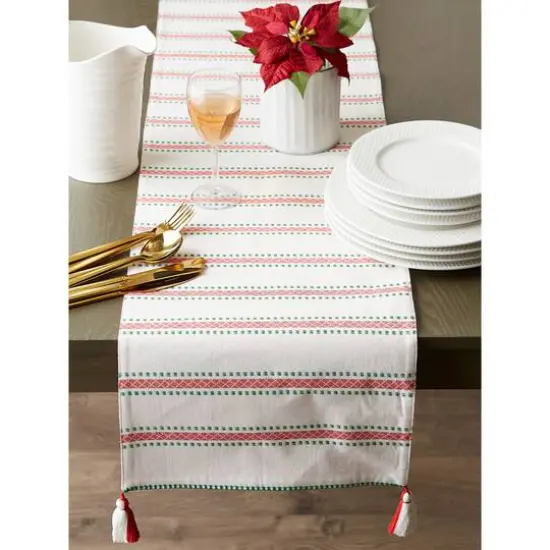 DII® 72'' Joyful Snowflakes Jacquard Reversible Table Runner {5}