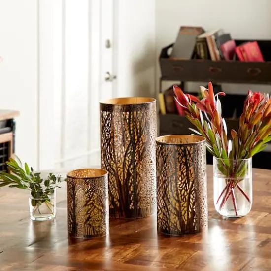 Set of 3 Metal Eclectic Lantern, 6", 9", 12 Bare Tree Branch {8}