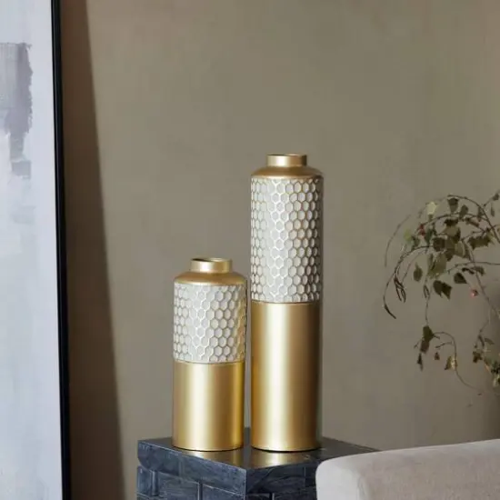 Light Grey Metal Glam Vase, Set of 2 {7}