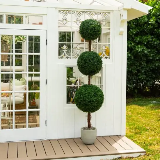 7ft. UV Resistant Artificial Triple Ball Boxwood Topiary Tree (Indoor/Outdoor) {8}