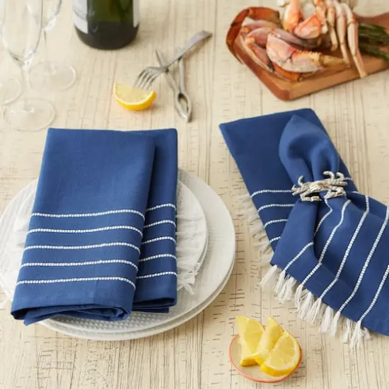 DII&reg; Striped Tassel Napkins, 4ct. Navy {4}