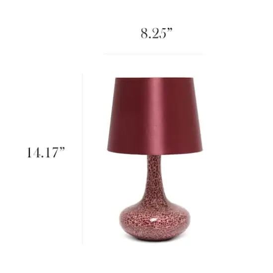 Simple Designs 14" Mosaic Glass Genie Table Lamp with Fabric Shade Red {4}