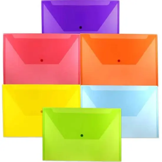 JAM Paper 9.75" x 14.5" Assorted Plastic Snap Closure Envelopes, 6ct. {1}