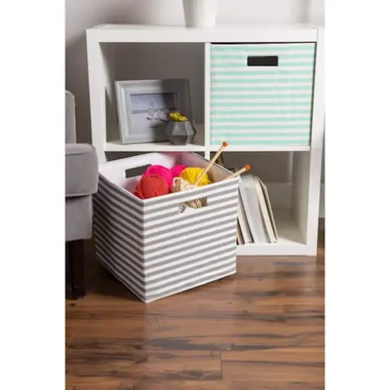 DII&reg; 13" Gray Pinstripe Storage Cube {5}