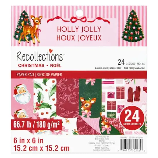 6" x 6" Holly Jolly Double-Sided Paper Pad, 24 Sheets by Recollections&trade; {1}