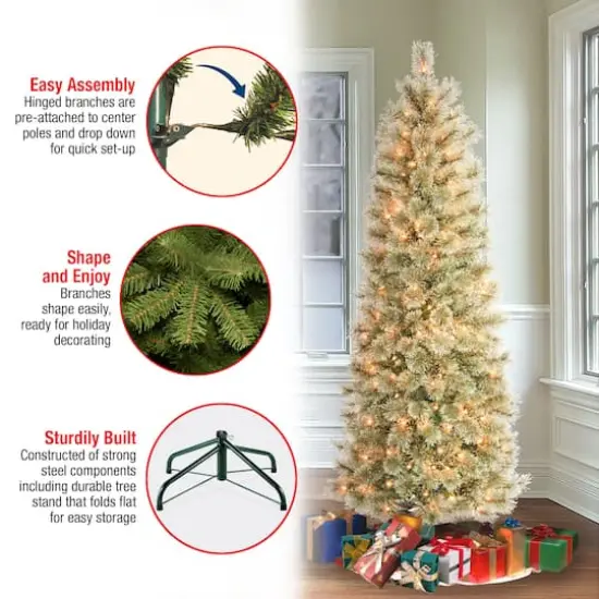 6ft. Pre-Lit Arcadia Cashmere Pine Slim Artificial Christmas Tree, Clear Lights {6}