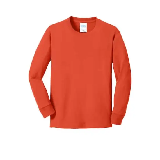 Port & Company&reg; Youth Long Sleeve Core Cotton T-Shirt Orange {1}