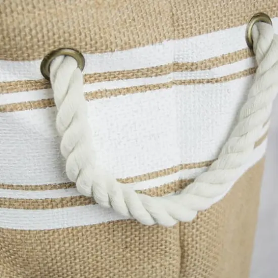 DII&reg; 12" Round Border Burlap Bin White {4}