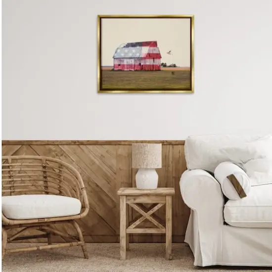 Stupell Industries Americana Farmhouse Barn Floater Framed Art Gold {3}