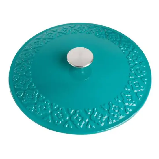 Spice By Tia Mowry Savory Saffron 6qt. Enameled Cast Iron Dutch Oven with Lid Teal {5}