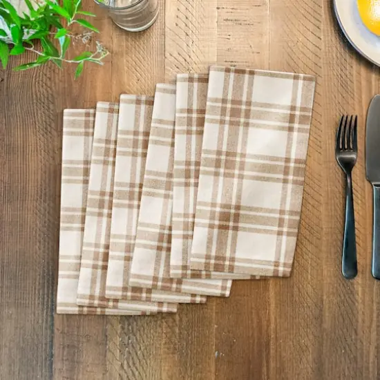 Orange Plaid Cotton Twill Napkin {4}