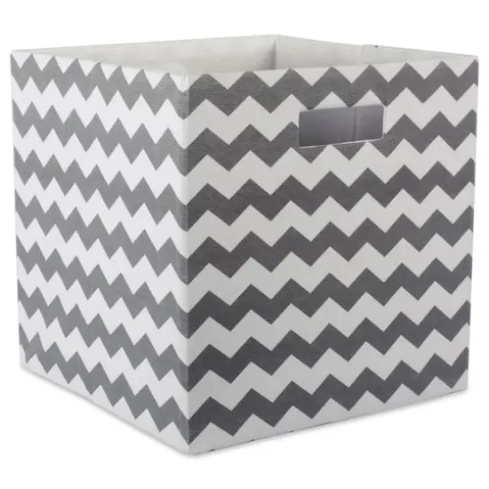 DII&reg; 11" Chevron Stripes Polyester Storage Cube Gray {1}