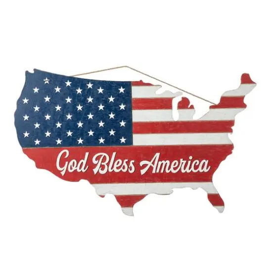Glitzhome&reg; 32.5" Wooden Patriotic America Map Wall D&eacute;cor {1}