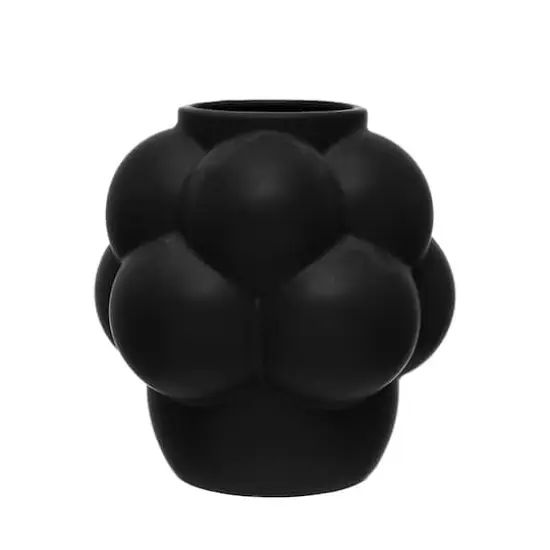 Hello Honey&reg; 8.3" Black Stoneware Vase with Raised Dots {1}