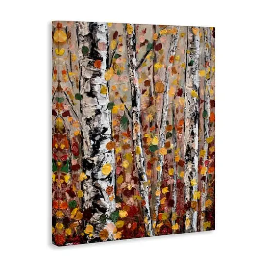 Stupell Industries Autumn Birch Trees Abstract Leaves Canvas Wall Art {4}