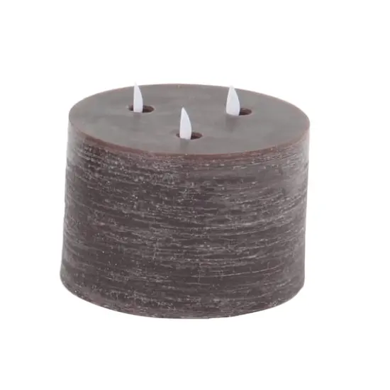 Brown Traditional Wax Flameless Pillar Candle Set {4}