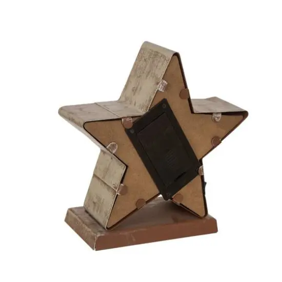 Glitzhome&reg; 8" Marquee LED Star Wooden & Metal Stocking Holder Set {9}