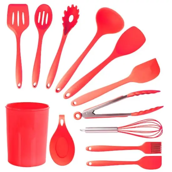 MegaChef Red Silicone Cooking Utensils Set, 12ct. {1}