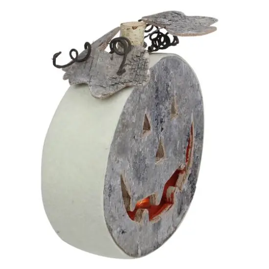 9.25" Gray LED Jack-O-Lantern Halloween Table Top Decoration {3}