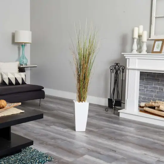 5ft. Bamboo Grass Plant in White Ceramic Tower {4}