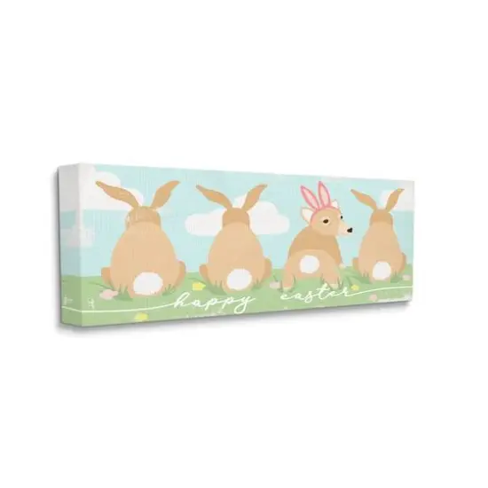 Stupell Industries Happy Easter Sentiment Bunny Tails Funny Corgi Dog Canvas Wall Art {4}