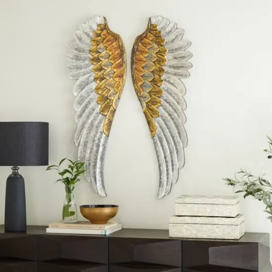 Set of 2 Gold MDF Modern Farmhouse Wall Decor, 39" x 14" {7}
