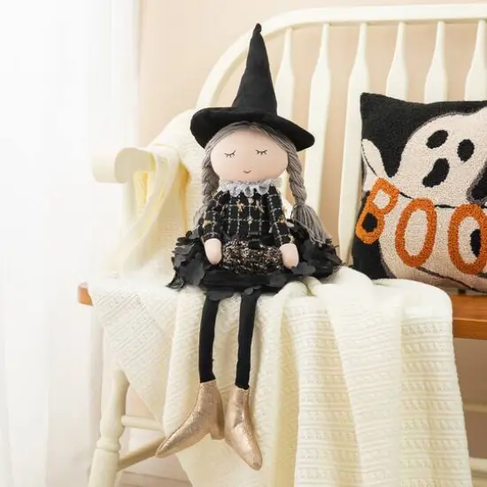 Glitzhome&reg; 29" Halloween Fabric Dressed Witch Sitter {6}