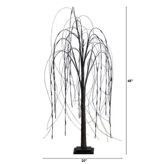 4ft. Orange & Purple LED Pre-Lit Halloween Black Willow Artificial Fall Tree {4}