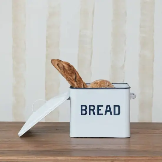 Hello Honey&reg; 13.5" White Chic Farmhouse Enameled Bread Box {3}