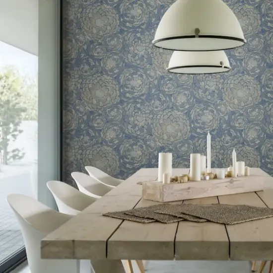 RoomMates Zen Dahlia Peel & Stick Wallpaper Blue {5}