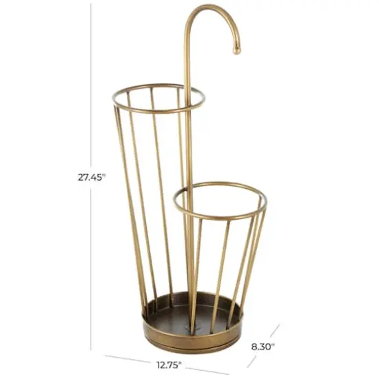 27" Metal Umbrella Stand with Handle Gold {8}