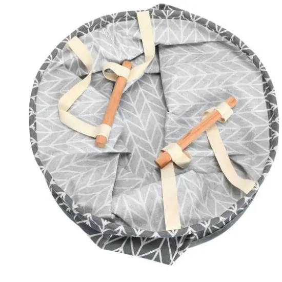 Household Essentials Krush Round Hamper with Wood Dowel Handles {6}