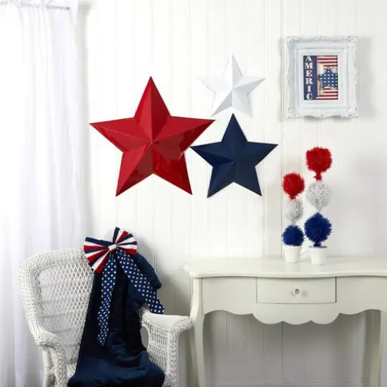 Americana Farmhouse Stars Wall D&eacute;cor Set {5}