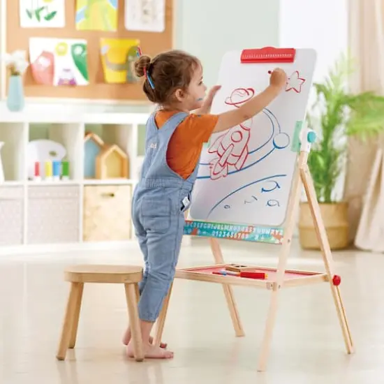 Hape Standing Easel Double-Sided Chalkboard & Whiteboard {5}